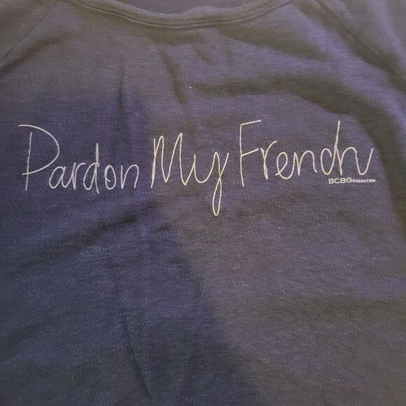 BCBGENERATION Black 3/4 sleeve Shirt Size XS Pardon My French - Picture 3 of 7